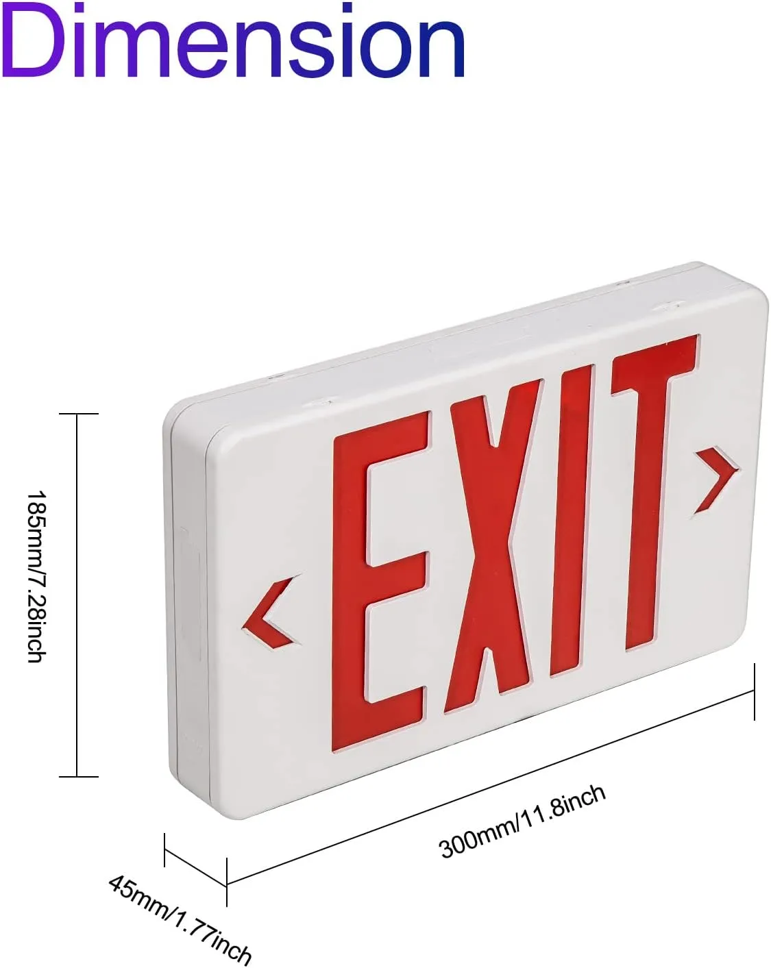 TANLUX Red LED Exit Sign With Emergency Light - UL Listed, Battery Backup, AC 120/277V, Hardwired - Commercial Business Lights - 4 Pack