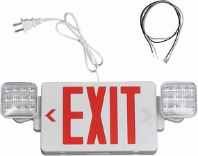 TANLUX Red Corded Exit Sign with Emergency Lights, 1.0 Meter Plug in Exit Sign with Battery Backup Lights for Business, Commerical Emergency Lighting Combo, UL Listed, AC 120/277V, Double Face