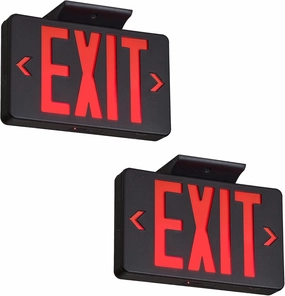 TANLUX Red Exit Sign with Black Housing, LED Emergency Exit Light with Battery Backup, UL Listed, Hardwired Exit Signs with Emergency Lights, Commercial Emergency Lights for Business - 2 Pack