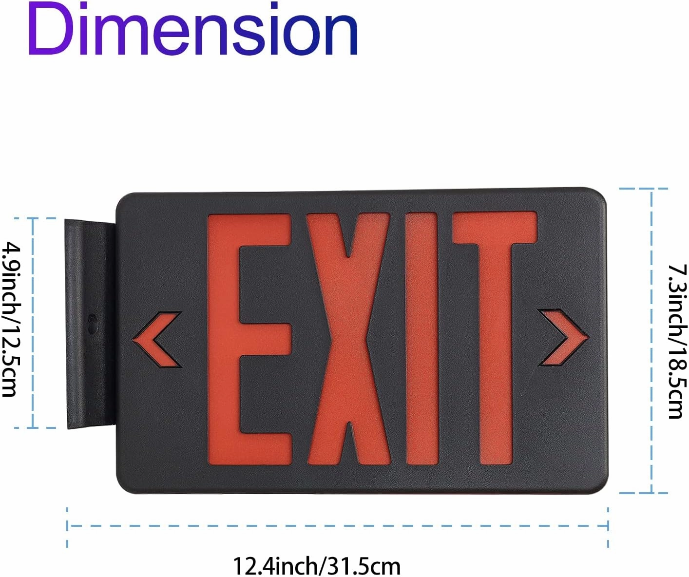 TANLUX Red Exit Sign with Black Housing, LED Emergency Exit Light with Battery Backup, UL Listed, Hardwired Exit Signs with Emergency Lights, Commercial Emergency Lights for Business - 2 Pack