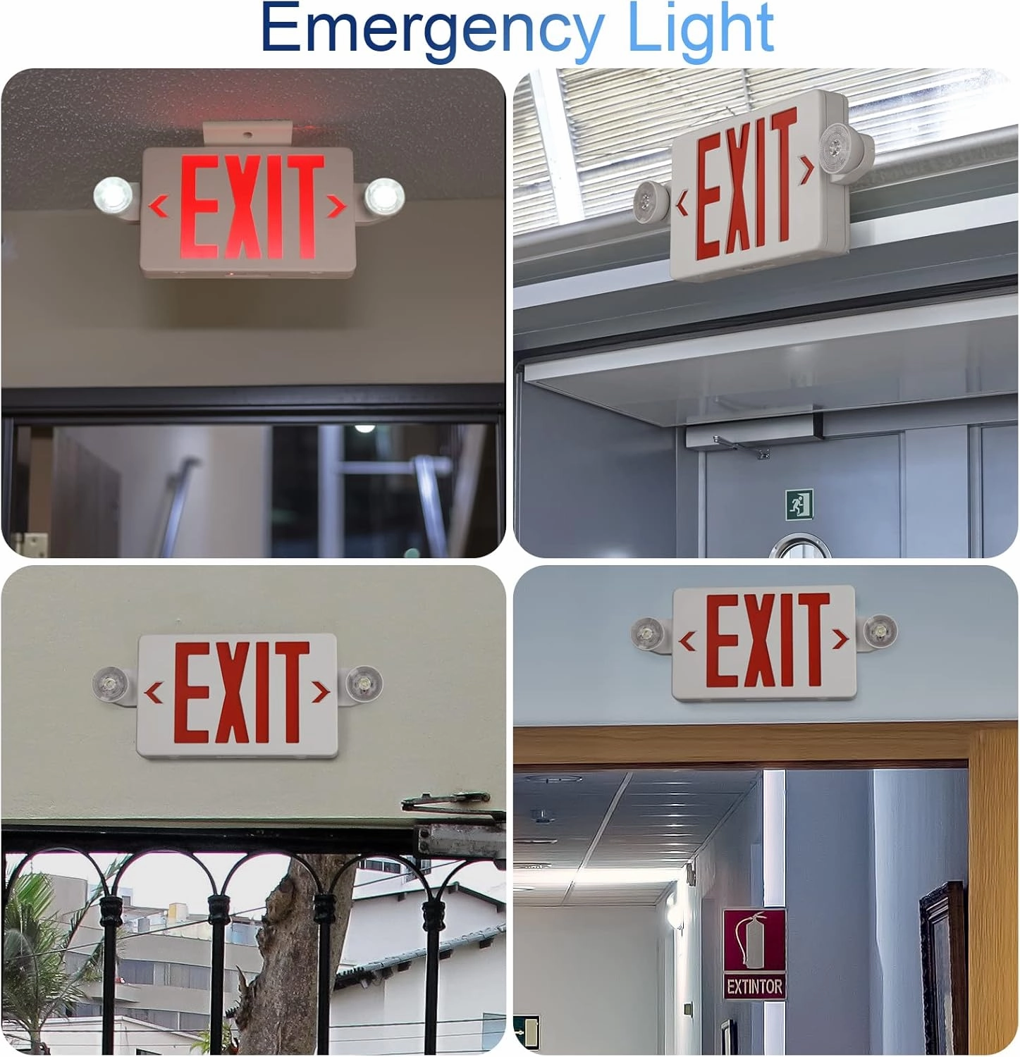 TANLUX Red Exit Sign with Emergency Light, LED Exit Light with Battery Backup, UL Listed, AC 120/277V, Commercial Emergency Lights Combo - 1 Pack