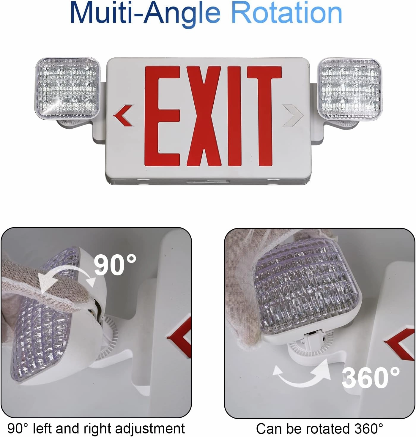 TANLUX Red Exit Sign with Emergency Lights, LED Emergency Exit Light with Battery Backup, UL Listed, AC 120/277V, Commercial Emergency Lights Combo for Business - 1 Pack