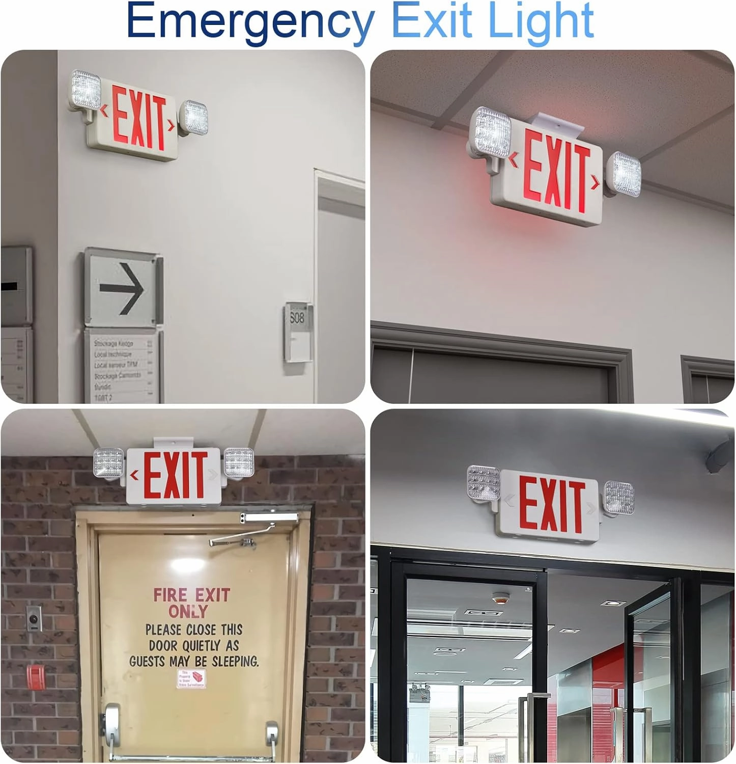 TANLUX Red Exit Sign with Emergency Lights, LED Emergency Exit Light with Battery Backup, UL Listed, AC 120/277V, Commercial Emergency Lights Combo for Business - 1 Pack