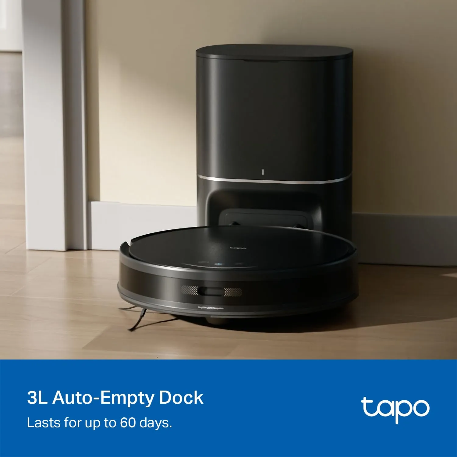 Tapo Ultra-Slim LiDAR Smart Navigation Robot Vacuum and Mop with Self-Emptying Dock, 5300Pa Max, 97%  Dust Pickup Rate, Self-Charging, Compatible with Alexa & Google Home, RV20 Max Plus