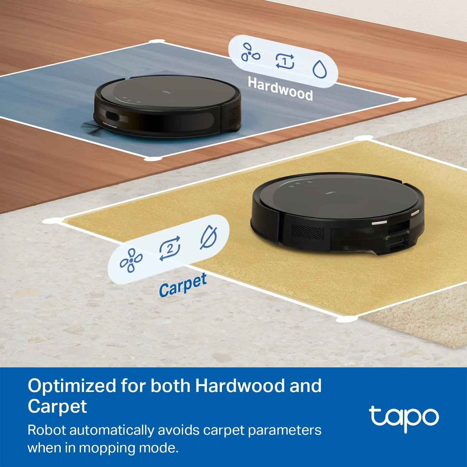 Tapo Ultra-Slim LiDAR Smart Navigation Robot Vacuum and Mop with Self-Emptying Dock, 5300Pa Max, 97%  Dust Pickup Rate, Self-Charging, Compatible with Alexa & Google Home, RV20 Max Plus
