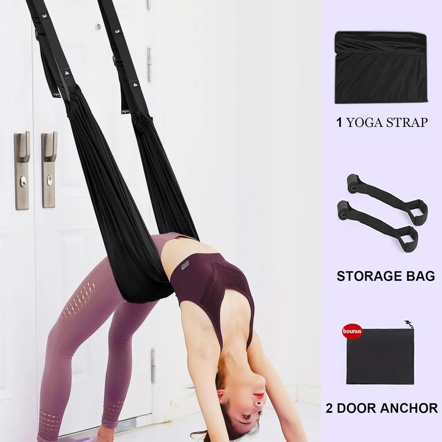 Tchrules Leg Stretcher Strap, Backbend Training Belt with Door Anchor, Flexibility Trainer Stretching Equipment Assist Stretch Strap for Fitness Gymnastics Dance Aerial Yoga Ballet