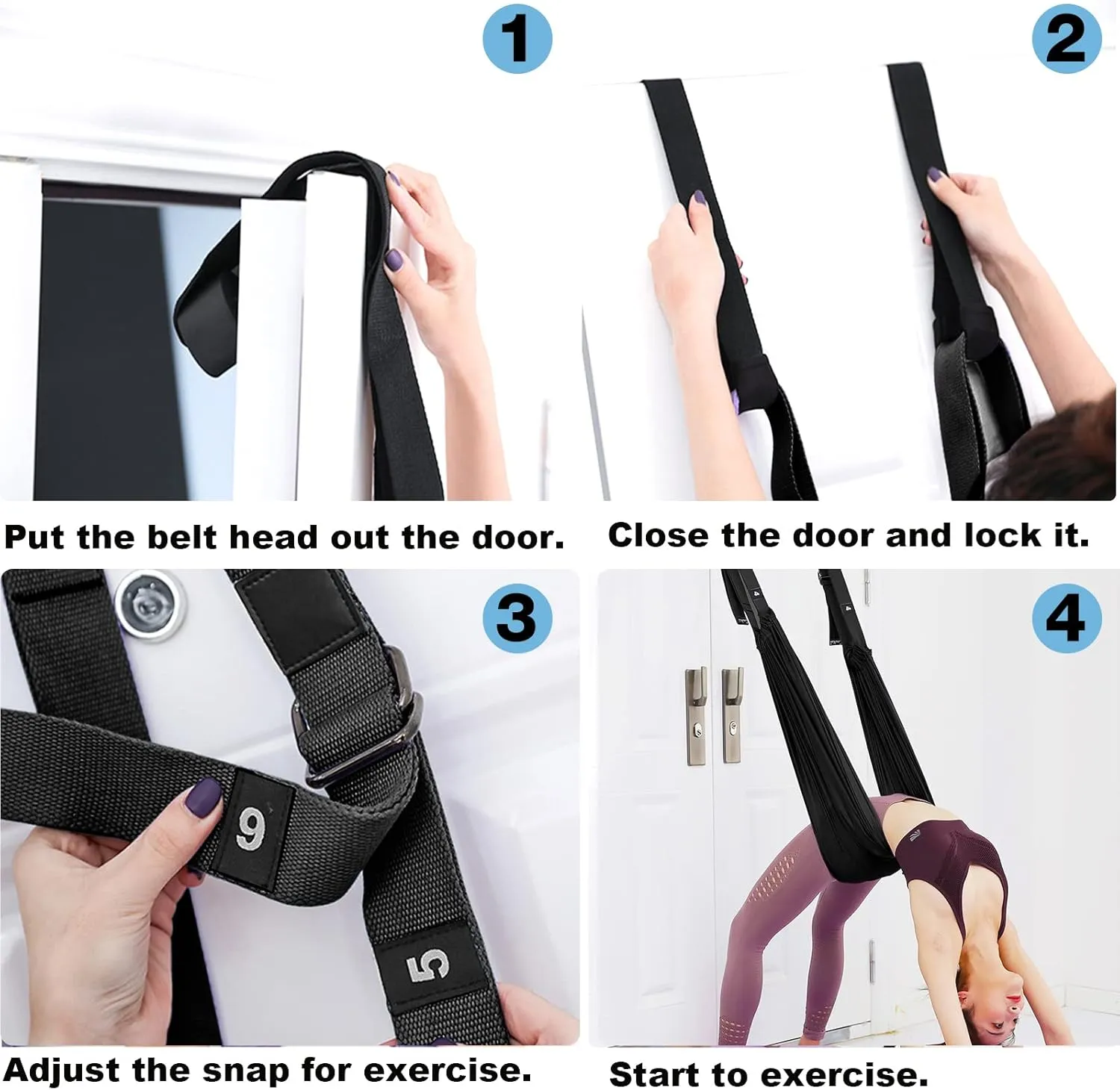 Tchrules Leg Stretcher Strap, Backbend Training Belt with Door Anchor, Flexibility Trainer Stretching Equipment Assist Stretch Strap for Fitness Gymnastics Dance Aerial Yoga Ballet