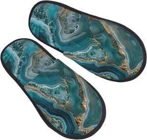 Teal Agate Furry Slippers For Home, Hotel & Office - Plush & Eva, Cozy Indoor Cotton L Sizes