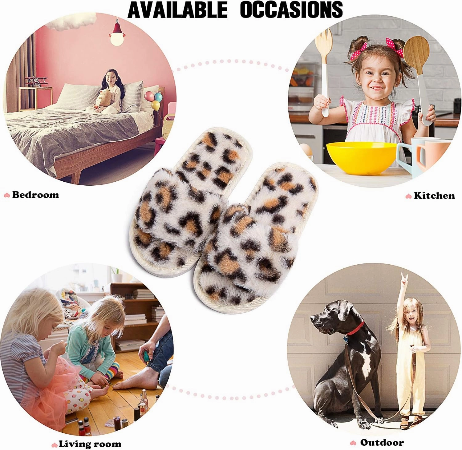 techcity Boys Girls Fuzzy House Slippers Cute Comfy Faux Fur Slip On Fluffy Plush Open Toe Home Slides for Kids Indoor Outdoor Warm Shoes