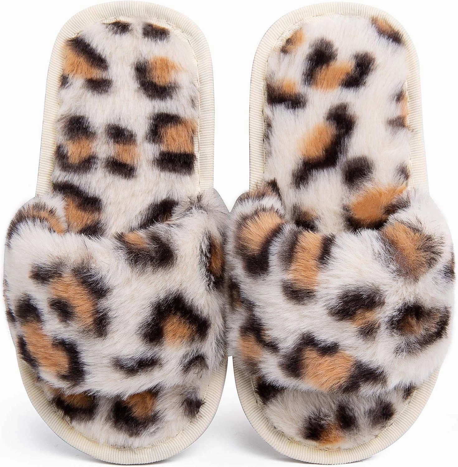 techcity Boys Girls Fuzzy House Slippers Cute Comfy Faux Fur Slip On Fluffy Plush Open Toe Home Slides for Kids Indoor Outdoor Warm Shoes