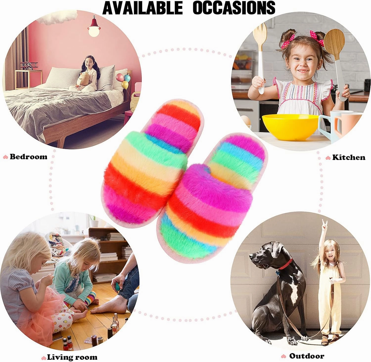 techcity Boys Girls Fuzzy House Slippers Cute Comfy Faux Fur Slip On Fluffy Plush Open Toe Home Slides for Kids Indoor Outdoor Warm Shoes