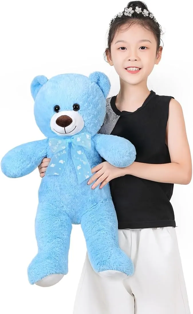 Teddy Bear Stuffed Animal 24'' Small Teddy Bear Gift for Christmas Birthday Blue