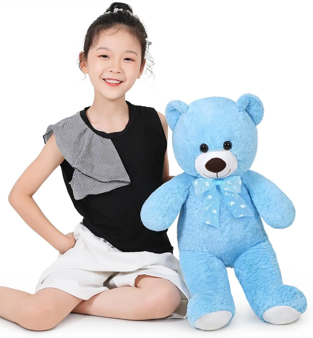 Teddy Bear Stuffed Animal 24'' Small Teddy Bear Gift for Christmas Birthday Blue