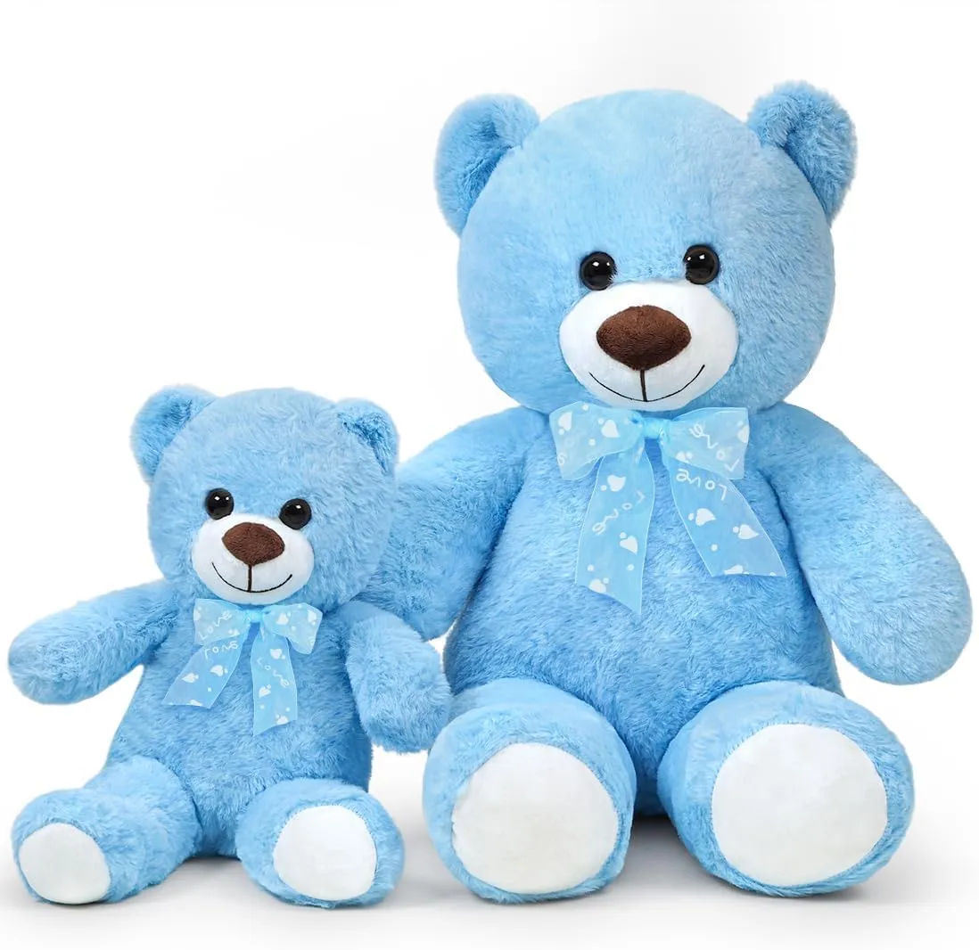 Teddy Bear Stuffed Animal 24'' Small Teddy Bear Gift for Christmas Birthday Blue