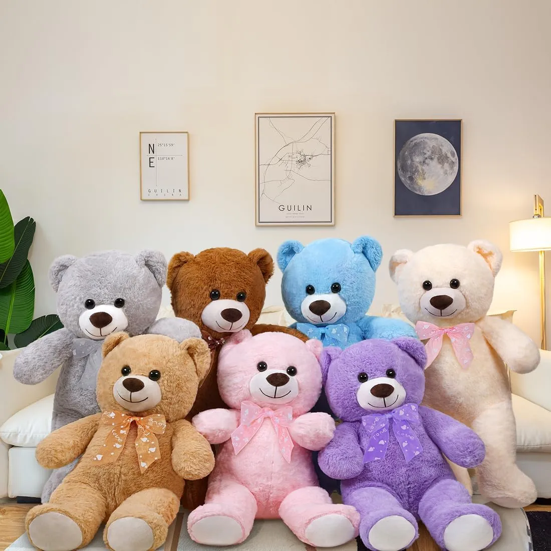 Teddy Bear Stuffed Animal 24'' Small Teddy Bear Gift for Christmas Birthday White