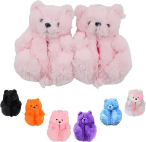 Teddy Bears Slippers For Toddler Cute House Animal Slippers For Kids,Fuzzy Cartoon Bear Slippers,Winter Warm Fluffy Slides Christmas Holiday Birthday Gifts, 5.5-9.5, Pink (Toddler 8.5-12.5)