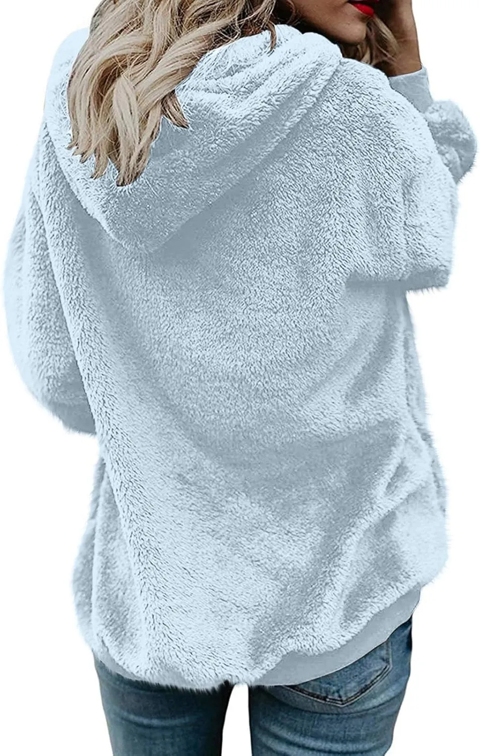 Teddy Coat For Women Plus Size Dressy Casual Fuzzy Fleece Sherpa Jacket Full Zip Up Hooded Fluffy Coats Outwear