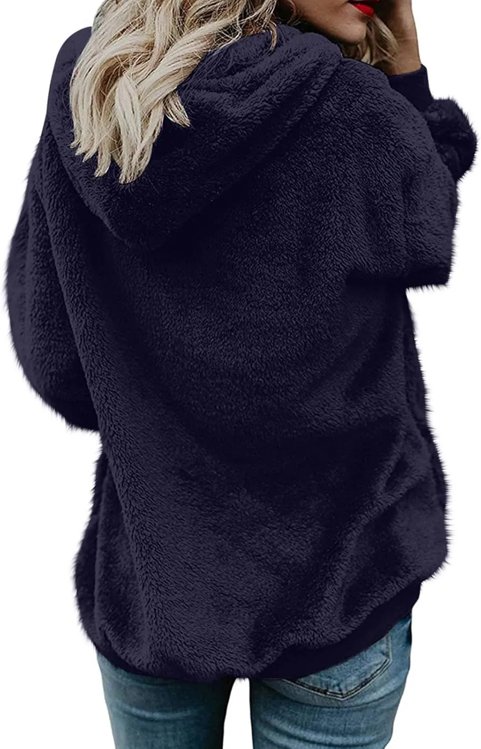 Teddy Coat For Women Plus Size Dressy Casual Fuzzy Fleece Sherpa Jacket Full Zip Up Hooded Fluffy Coats Outwear