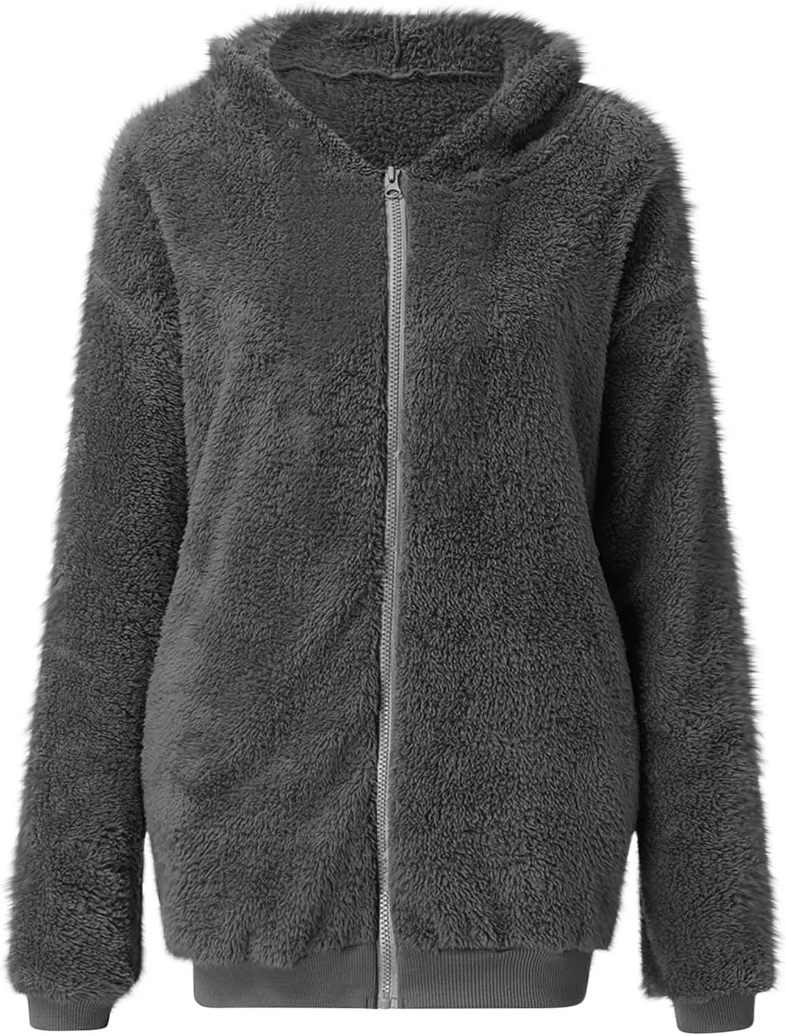 Teddy Coat For Women Plus Size Dressy Casual Fuzzy Fleece Sherpa Jacket Full Zip Up Hooded Fluffy Coats Outwear