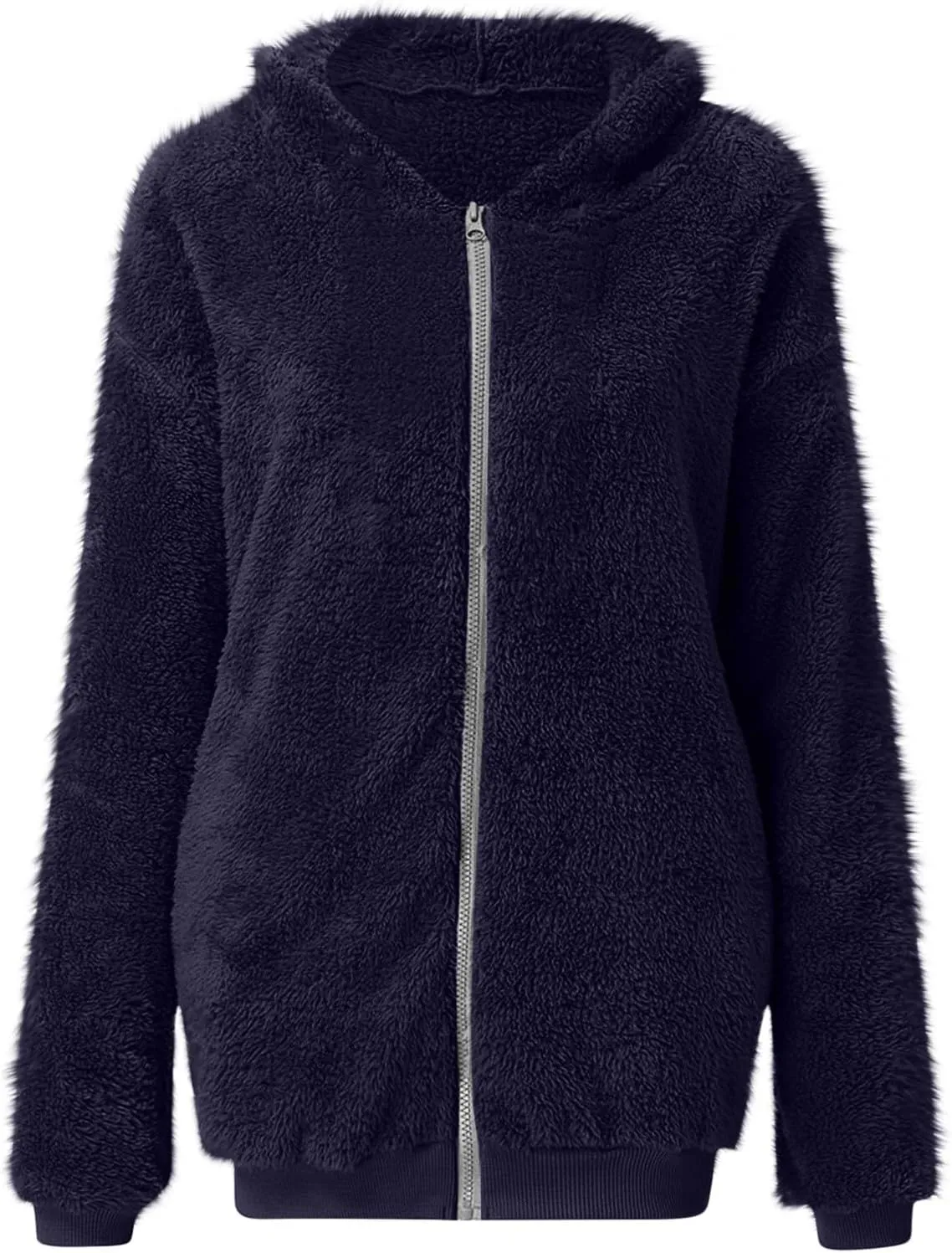 Teddy Coat For Women Plus Size Dressy Casual Fuzzy Fleece Sherpa Jacket Full Zip Up Hooded Fluffy Coats Outwear