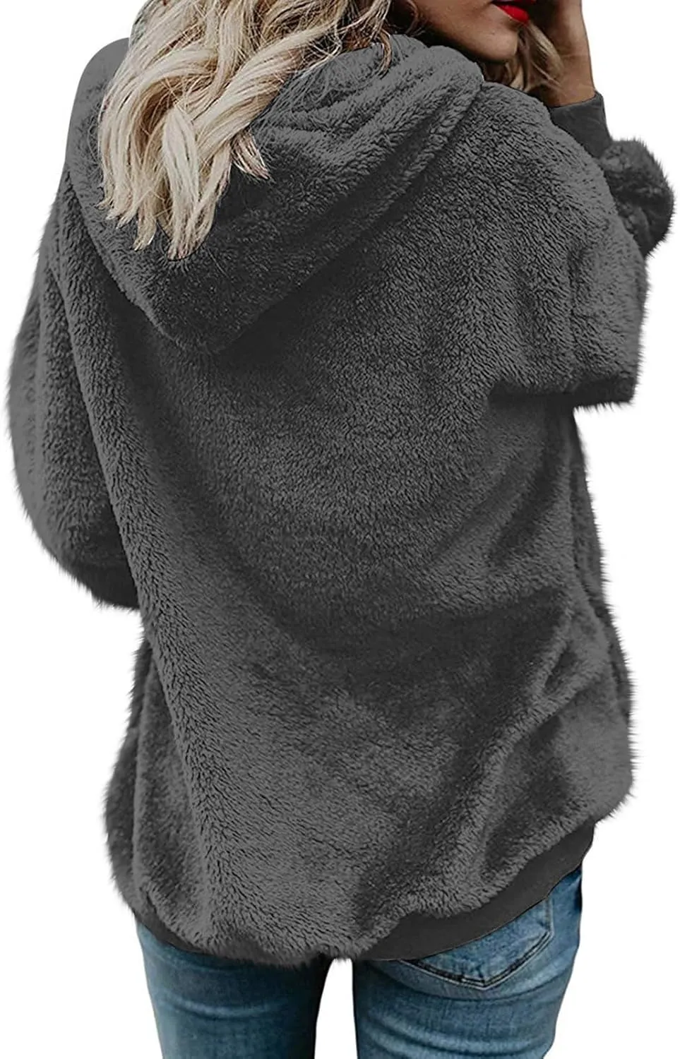 Teddy Coat For Women Plus Size Dressy Casual Fuzzy Fleece Sherpa Jacket Full Zip Up Hooded Fluffy Coats Outwear
