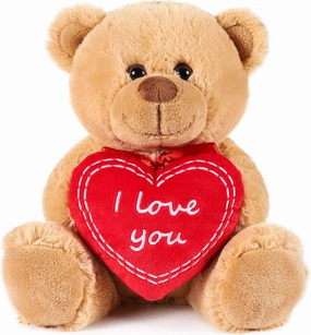 Teddy Bear with Red Heart - I Love You - 9.84 Inches - Cuddly Plush Toy - Stuffed Animal - Brown