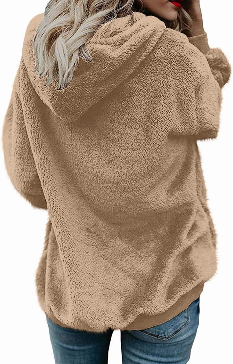 Teddy Coat For Women Plus Size Dressy Casual Fuzzy Fleece Sherpa Jacket Full Zip Up Hooded Fluffy Coats Outwear