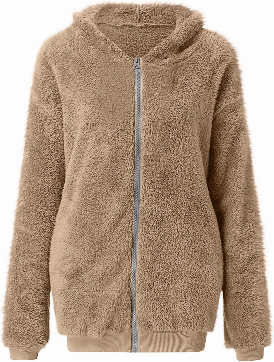 Teddy Coat For Women Plus Size Dressy Casual Fuzzy Fleece Sherpa Jacket Full Zip Up Hooded Fluffy Coats Outwear