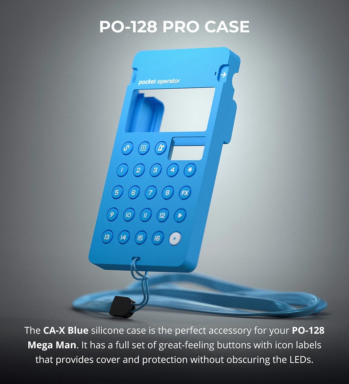 Teenage Engineering CA-X Silicon Pro-Case for Pocket Operators with Built-in Battery Protection and Anti-Slip Feet (Blue).