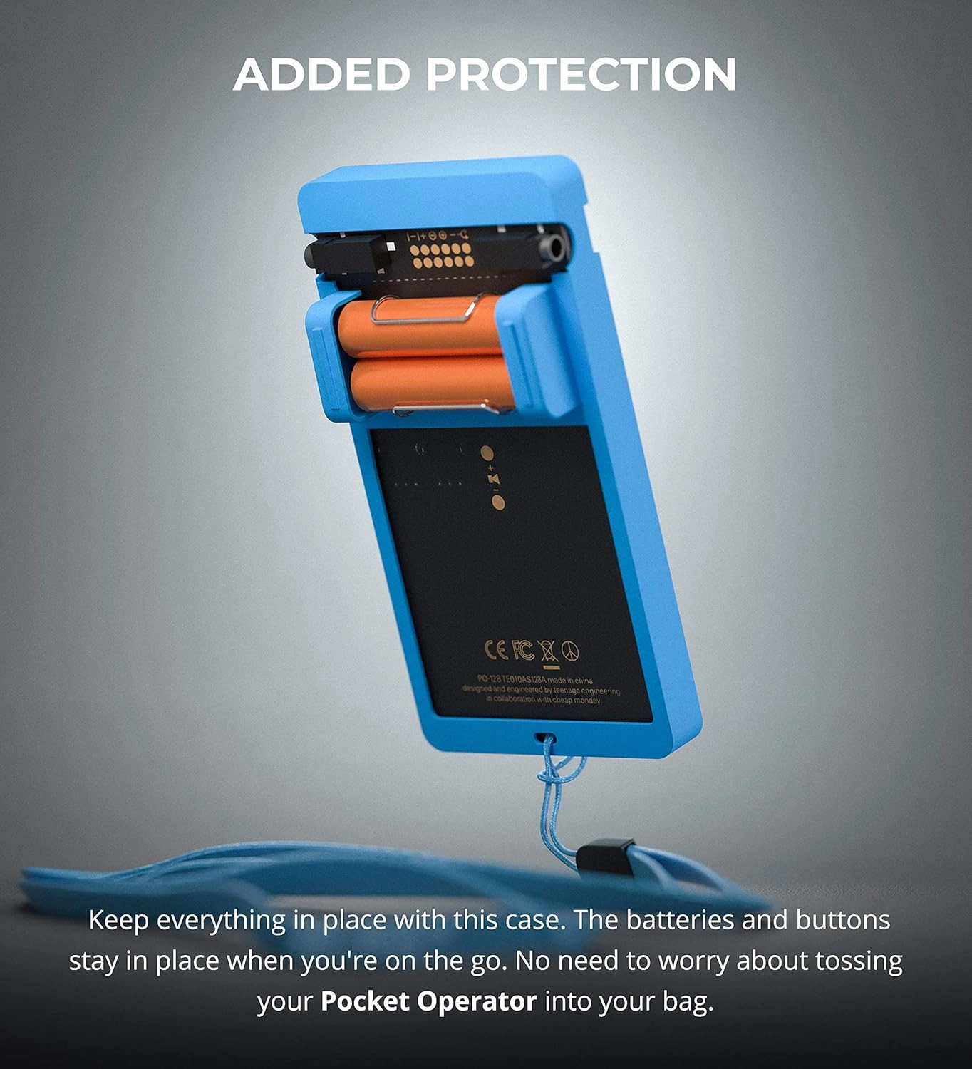 Teenage Engineering CA-X Silicon Pro-Case for Pocket Operators with Built-in Battery Protection and Anti-Slip Feet (Blue).
