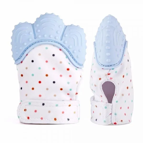 Teether Baby Teething Mittens Gloves Silicone Teething Toys for Baby - Mint Green