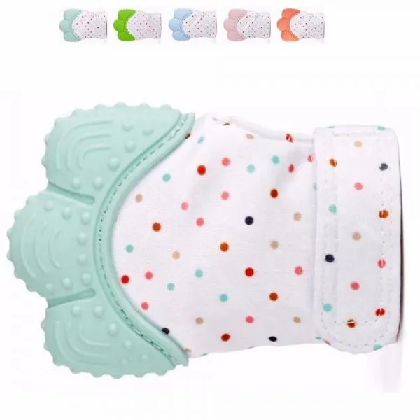 Teether Baby Teething Mittens Gloves Silicone Teething Toys for Baby - Mint Green