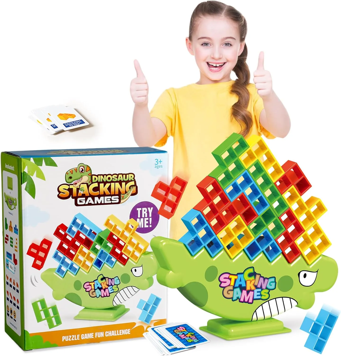 Tetra Tower Game, 64 PCS Board Games Kids and Stacking Blocks - Perfect Family Games for Kids and Adults, Ideal for Team Games, Building Games - Engaging and Exciting