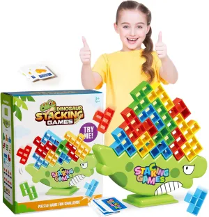 Tetra Tower Game, 64 PCS Board Games Kids and Stacking Blocks - Perfect Family Games for Kids and Adults, Ideal for Team Games, Building Games - Engaging and Exciting
