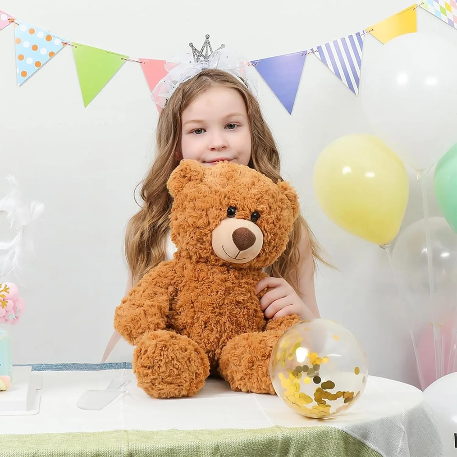 Tezituor Small Teddy Bear Stuffed Animals 18inch, Cute Teddy Bear Plush Toys for Kids Girl Boy, Valentines Bear Plushie Gift for Girlfriend Boyfriend Women Wife, Brown