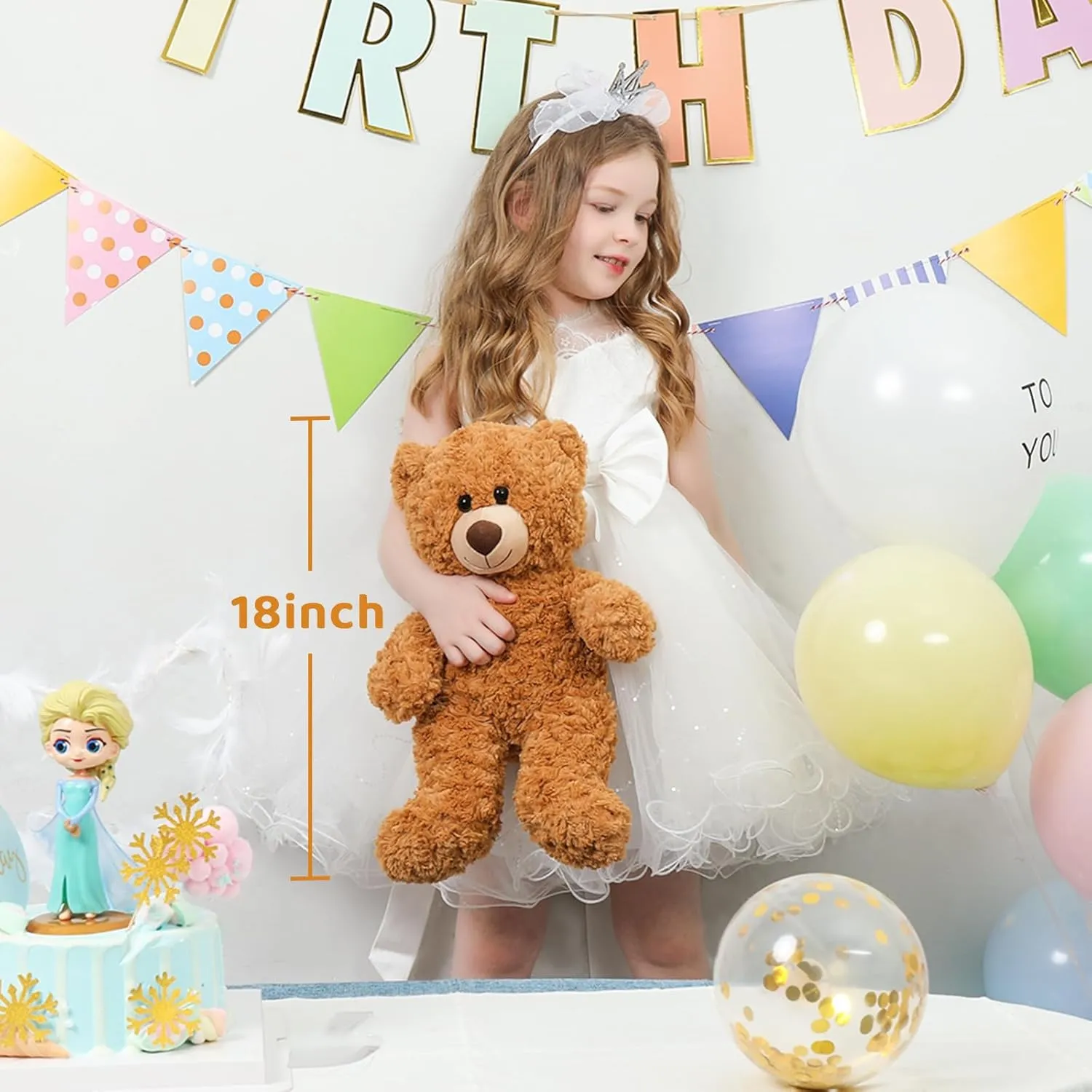 Tezituor Small Teddy Bear Stuffed Animals 18inch, Cute Teddy Bear Plush Toys for Kids Girl Boy, Valentines Bear Plushie Gift for Girlfriend Boyfriend Women Wife, Brown
