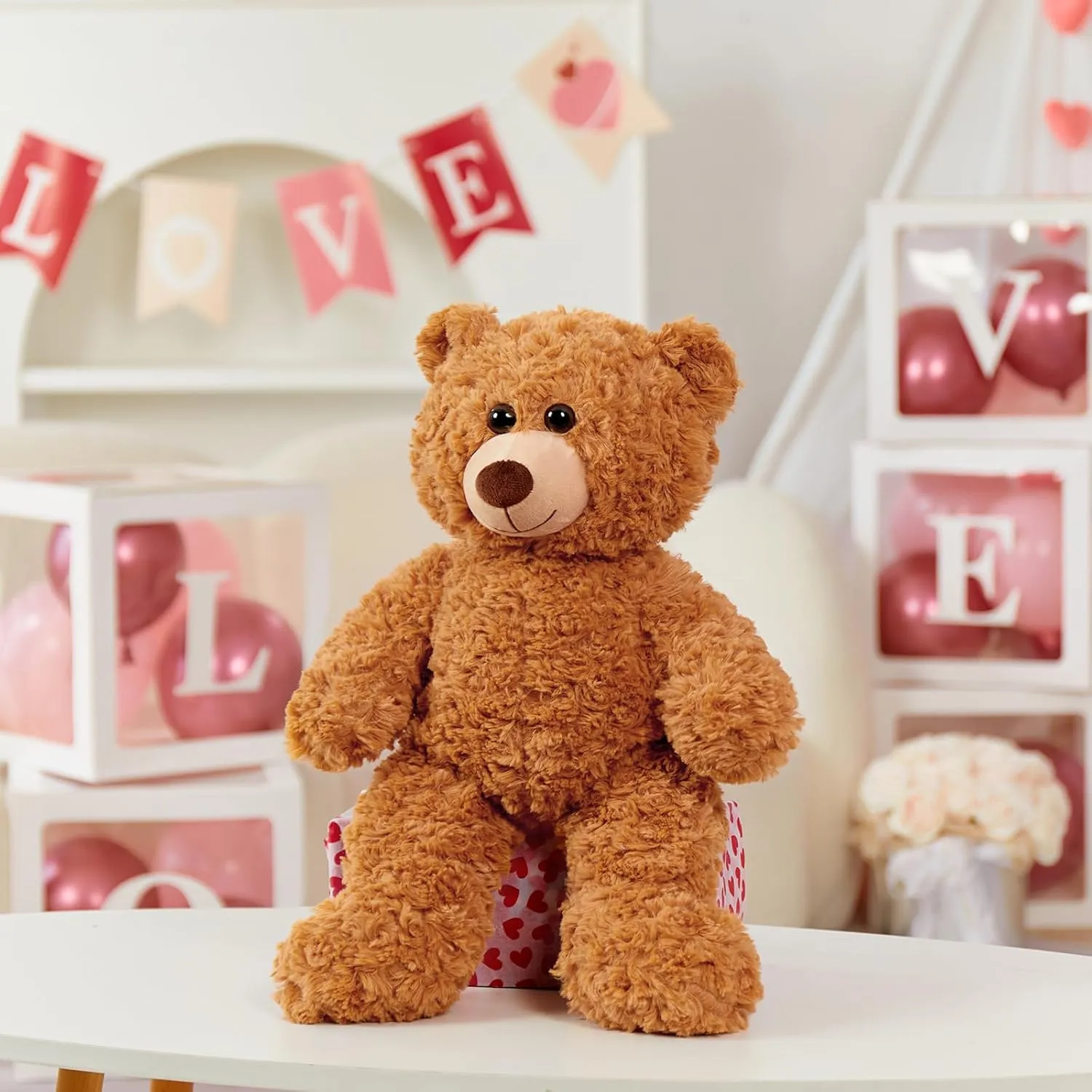 Tezituor Small Teddy Bear Stuffed Animals 18inch, Cute Teddy Bear Plush Toys for Kids Girl Boy, Valentines Bear Plushie Gift for Girlfriend Boyfriend Women Wife, Brown
