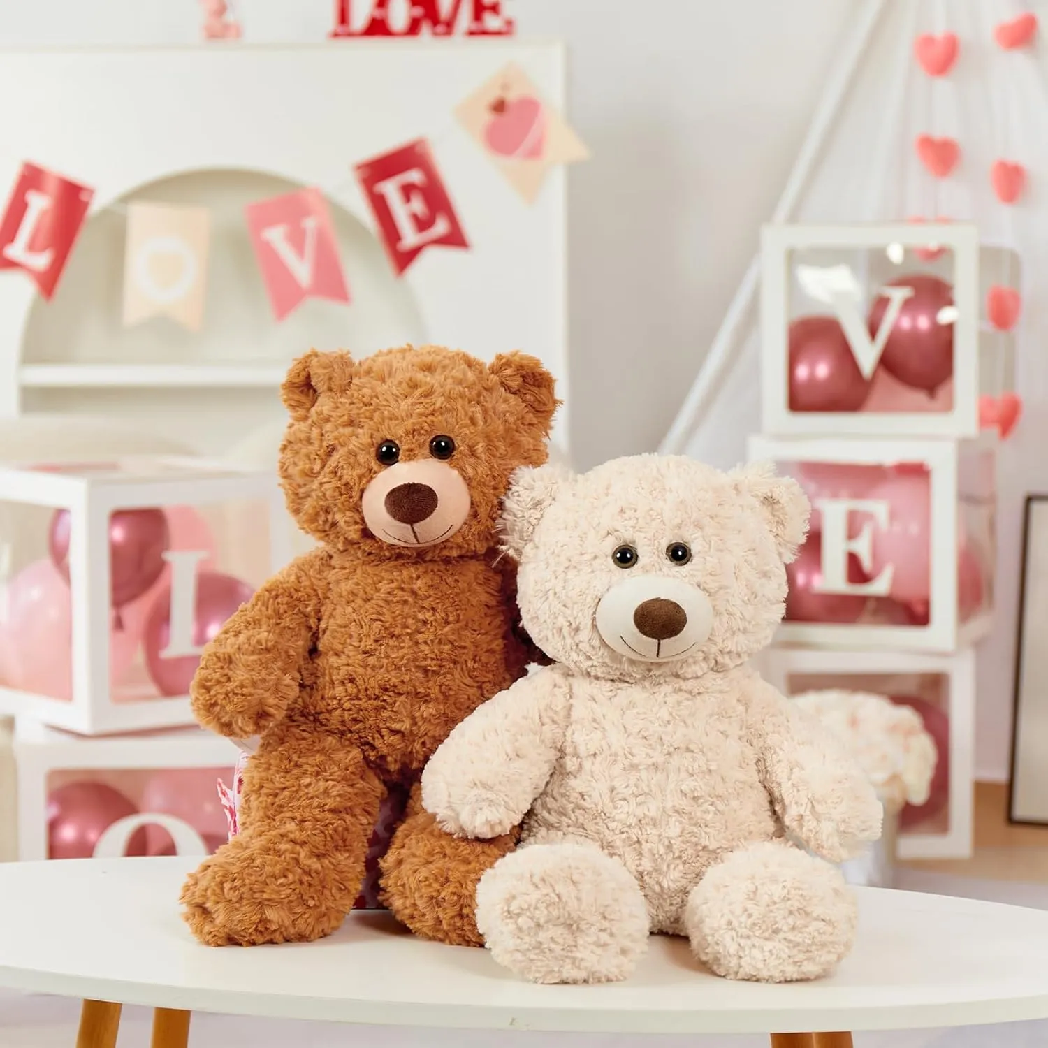 Tezituor Small Teddy Bear Stuffed Animals 18inch, Cute Teddy Bear Plush Toys for Kids Girl Boy, Valentines Bear Plushie Gift for Girlfriend Boyfriend Women Wife, Brown