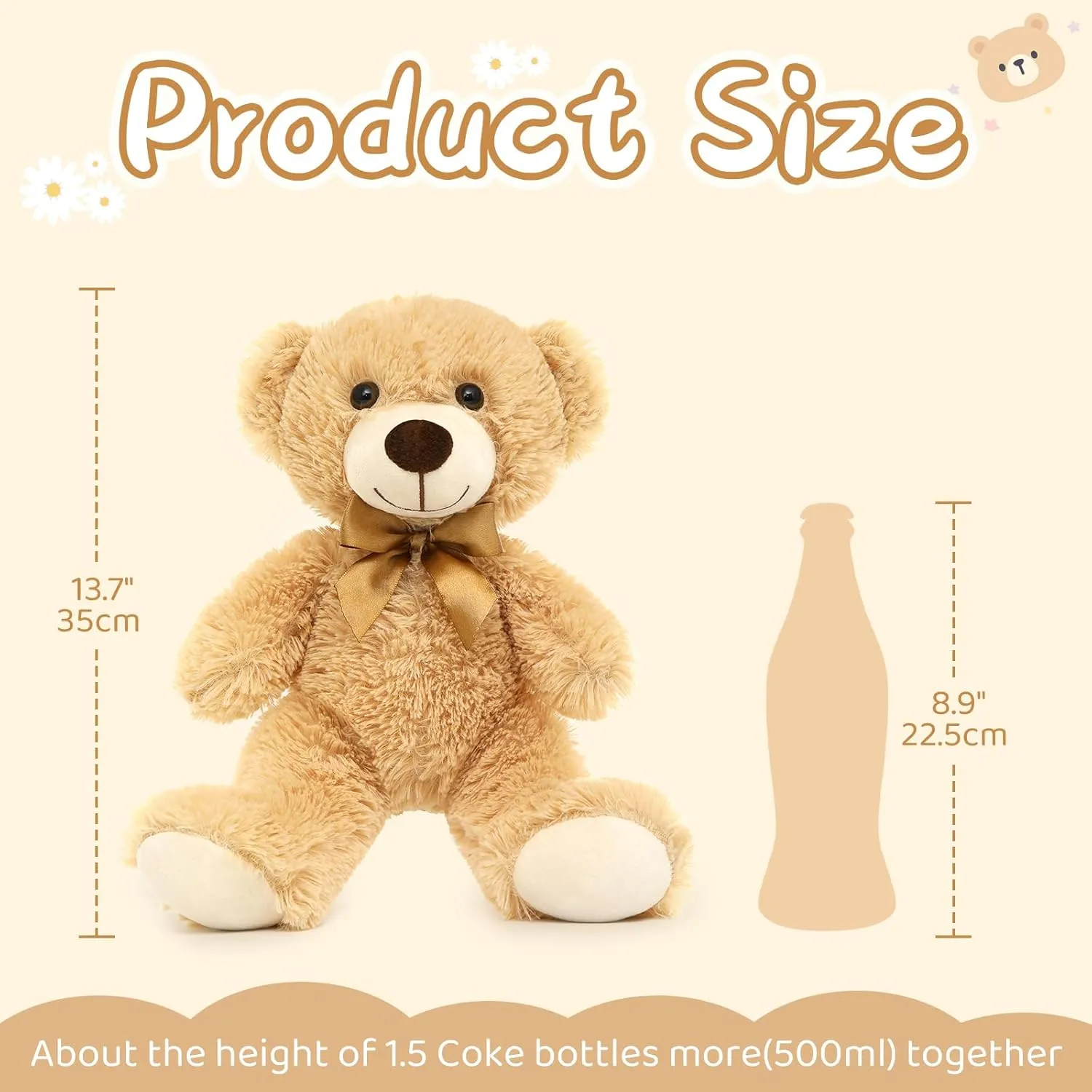 Tezituor Teddy Bear Stuffed Animal Bulk 5 Packs, 14in Small Bulk Teddy Bear Plush, Teddy Bears Centerpiece for Baby Shower, Stuffed Bears Gift for Kids Girlfriend on Christmas, Valentines, Light Brown