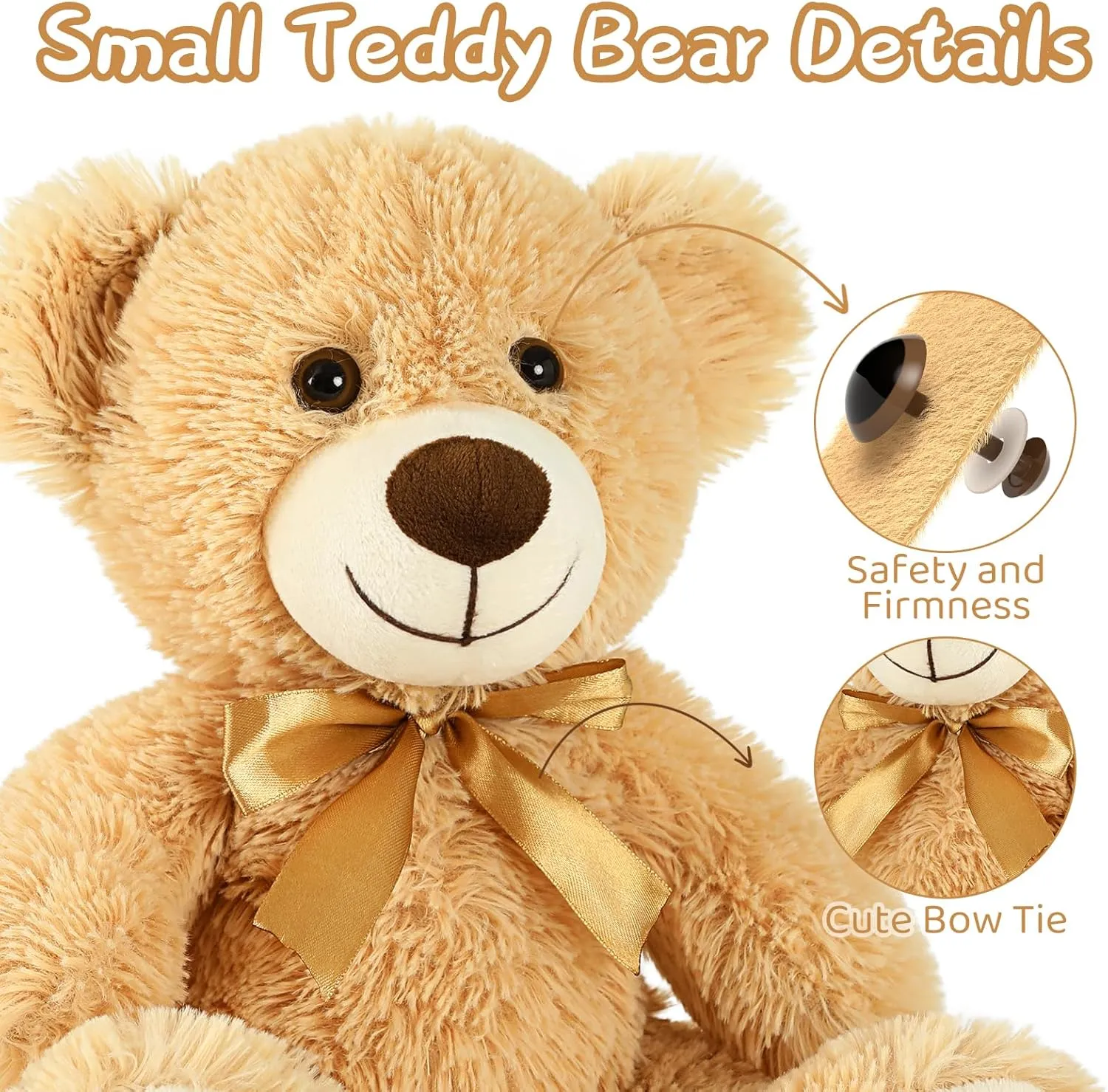 Tezituor Teddy Bear Stuffed Animal Bulk 5 Packs, 14in Small Bulk Teddy Bear Plush, Teddy Bears Centerpiece for Baby Shower, Stuffed Bears Gift for Kids Girlfriend on Christmas, Valentines, Light Brown