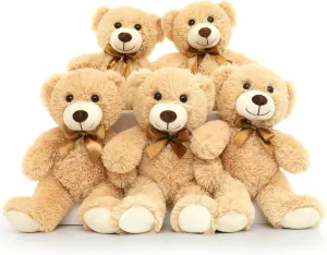 Tezituor Teddy Bear Stuffed Animal Bulk 5 Packs, 14in Small Bulk Teddy Bear Plush, Teddy Bears Centerpiece for Baby Shower, Stuffed Bears Gift for Kids Girlfriend on Christmas, Valentines, Light Brown