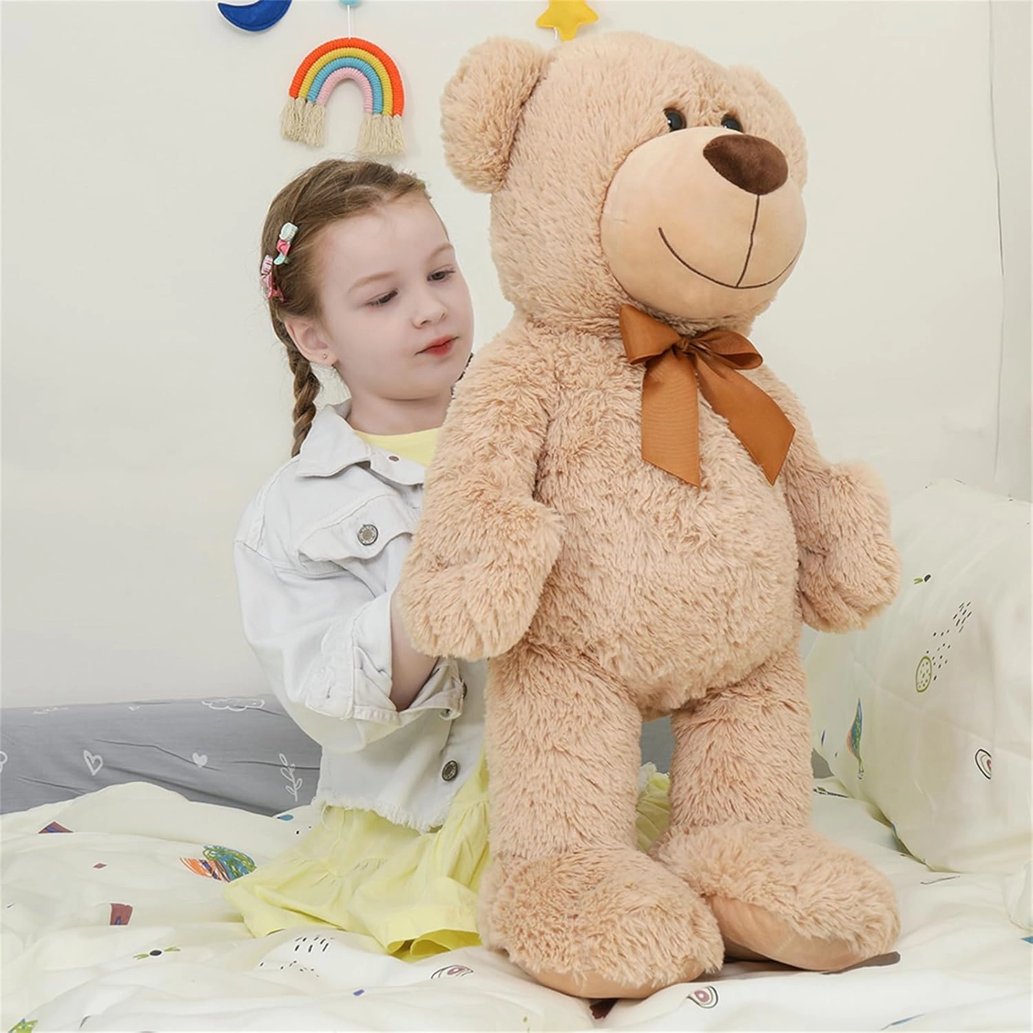 Tezituor Brown Teddy Bear Stuffed Animal, 26 inch Large Stuffed Teddy Bear Plush for Girl Boys Girlfriend, Soft Teddy Bear Toy Gift for Baby Shower, Birthday