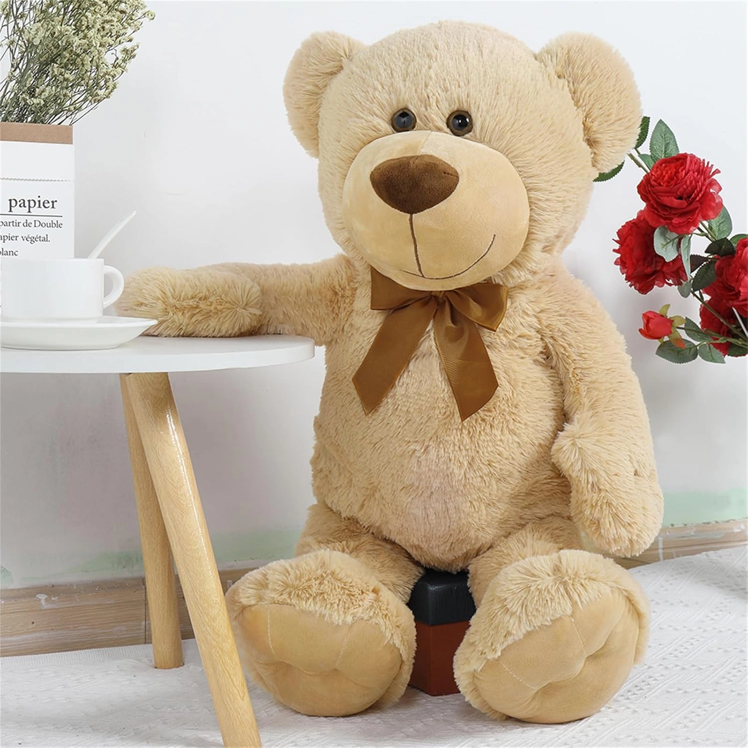 Tezituor Brown Teddy Bear Stuffed Animal, 26 inch Large Stuffed Teddy Bear Plush for Girl Boys Girlfriend, Soft Teddy Bear Toy Gift for Baby Shower, Birthday