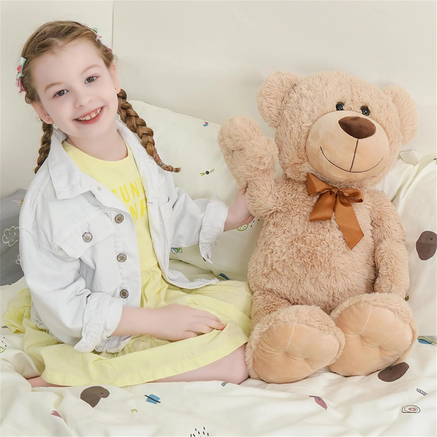 Tezituor Brown Teddy Bear Stuffed Animal, 26 inch Large Stuffed Teddy Bear Plush for Girl Boys Girlfriend, Soft Teddy Bear Toy Gift for Baby Shower, Birthday