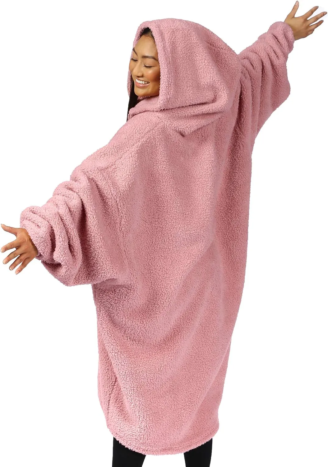 THE COMFY Teddy Bear Quarter-Zip | Sherpa Wearable Blanket with Quarter Length Zipper, Oversized Design with Hood and Pocket, From Shark Tank, for Women & Men, Warm and Cozy Gifts
