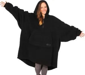 THE COMFY Teddy Bear Quarter-Zip | Sherpa Wearable Blanket with Quarter Length Zipper, Oversized Design with Hood and Pocket, From Shark Tank, for Women & Men, Warm and Cozy Gifts