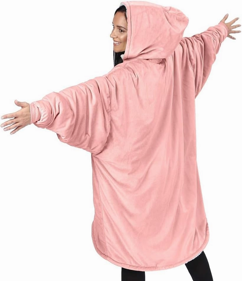 THE COMFY Original | Sherpa Lined Microfiber Fleece Wearable Blanket, Oversized Design with Hood and Pocket from Shark Tank