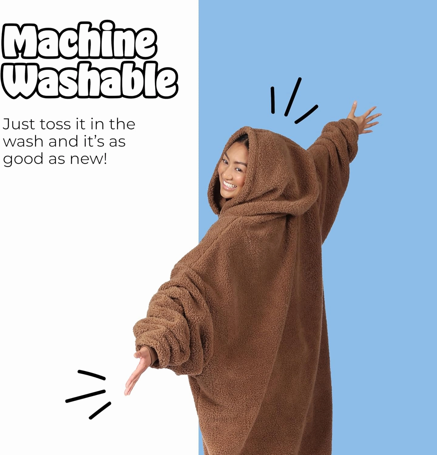 THE COMFY Teddy Bear Quarter-Zip | Sherpa Wearable Blanket with Quarter Length Zipper, Oversized Design with Hood and Pocket, From Shark Tank, for Women & Men, Warm and Cozy Gifts