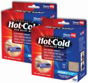 ThermiPaq Clay Therapy Pain Relief Wrap, Reusable Hot Cold Ice Pack for Injuries - Shoulder, Elbow, Ankles, Back and Knee, Medium, 6 x 12 in,(2-Pack)