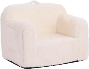 Tiita Kids Sofa Couch, Toddler Foam Sofa Chair, Comfy Child Lounge Chair with Carrying Handle & Side Pockets, Baby Plush Armrest Chair, Lightweight Reading Sofa for Girl or Boy (Beige)